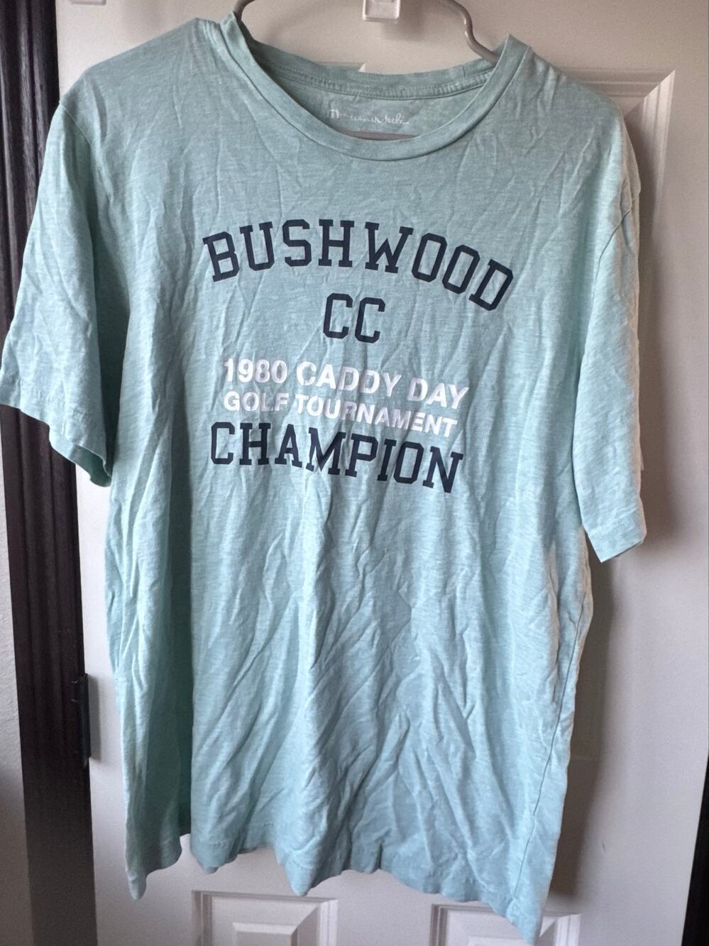 TravisMathew Bushwood CC 1980 Caddy Day Golf Tournament T-Shirt Sage Green Large